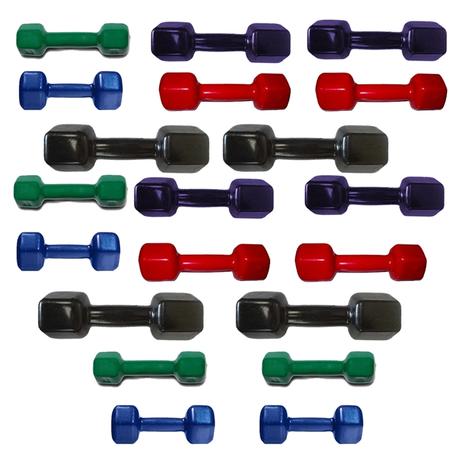 Kit Halter Sextavado Emborrachado em PVC de 1 a 10kg - Rythmoon Menor preço em Kit Halter Sextavado Emborrachado em PVC de 1 a 10kg - Rythmoon