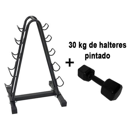 Kit Halter Sextavado Pintado 1 a 5kg + Suporte Polimet 5 pares - Rythmoon Menor preço em Kit Halter Sextavado Pintado 1 a 5kg + Suporte Polimet 5 pares - Rythmoon