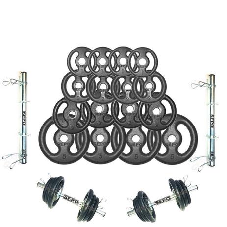 Kit Halteres de Anilhas e Barras Fitness - 44 Kg - Sepo - pesos é boa?