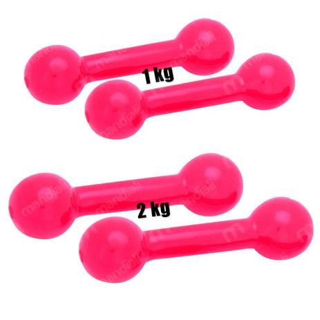 Kit Halteres Emborrachados com 2 de 1kg + 2 de 2kg Rosa Mega Peso Menor preço em Kit Halteres Emborrachados com 2 de 1kg + 2 de 2kg Rosa Mega Peso