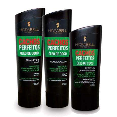 Kit Hidrabell Cachos Perfeitos Shampoo 500ml + Condicionador 400g + Leave-in 285ml Menor preço em Kit Hidrabell Cachos Perfeitos Shampoo 500ml + Condicionador 400g + Leave-in 285ml