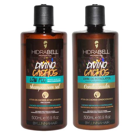 Kit Hidrabell Divino Cachos Shampoo 500ml + Condicionador 500g Menor preço em Kit Hidrabell Divino Cachos Shampoo 500ml + Condicionador 500g