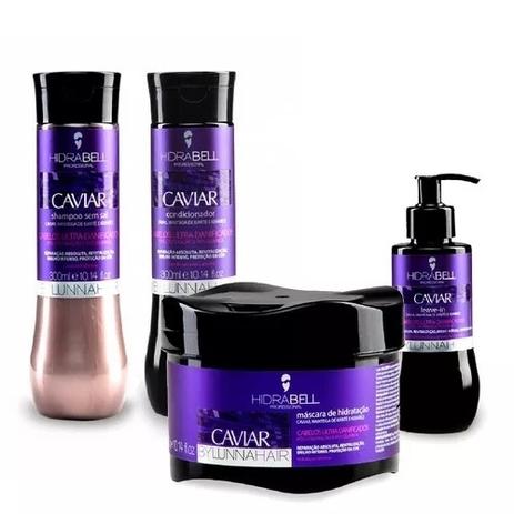 Kit Hidrabell Hidra-Caviar Sh 300ml + Cond 300ml + Másc 300g + Leav 220ml Menor preço em Kit Hidrabell Hidra-Caviar Sh 300ml + Cond 300ml + Másc 300g + Leav 220ml