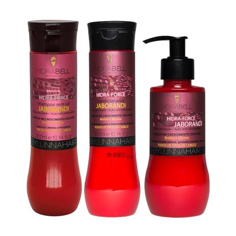 Kit Hidrabell Hidra Force Jaborandi Shampoo 300ml + Condicionador 300ml + Leave-in 220ml Menor preço em Kit Hidrabell Hidra Force Jaborandi Shampoo 300ml + Condicionador 300ml + Leave-in 220ml