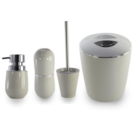 Kit Higiene Banheiro C/ Lixeira Porta Escova Sanitária 4 Pçs - Ou Menor preço em Kit Higiene Banheiro C/ Lixeira Porta Escova Sanitária 4 Pçs - Ou