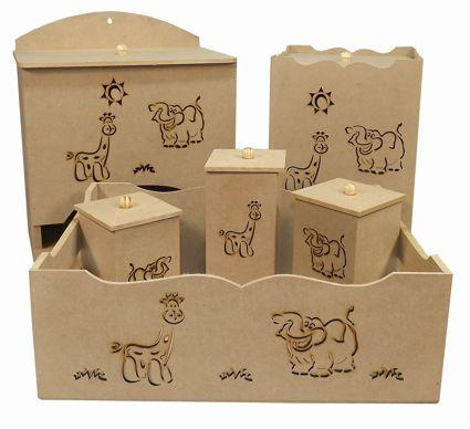 Kit Higiene Bebê em MDF Safari 6 peças - Palácio da Arte é boa?