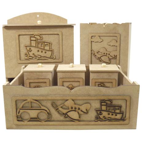Kit Higiene Bebê em MDF Transportes 6 peças - Palácio da Arte é boa?