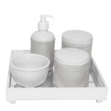 Kit Higiene Espelho Potes Molhadeira Porta Alcool Gel E Capa Branco Quarto Bebe Unissex Potinho De Mel Kit Higiene Bebe Magazine Luiza