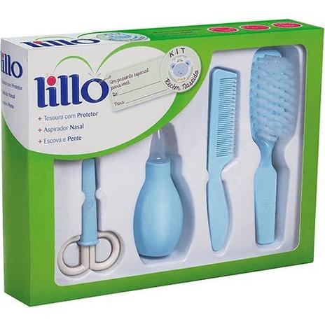 Menor preço em Kit Higiene Infantil Aspirador Tesoura Pente Escova Azul Lillo