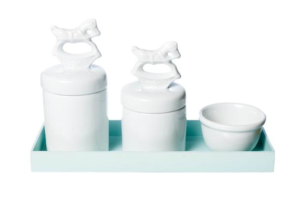 Kit higiene para bebê 4 peças - cavalo azul claro - Detalhes Menor preço em Kit higiene para bebê 4 peças - cavalo azul claro - Detalhes