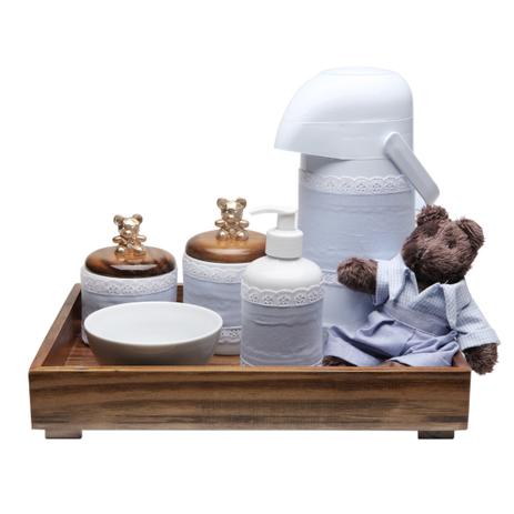 Kit Higiene Toys Escuro Urso Azul Quarto Bebê Infantil Menino - Potinho de mel Menor preço em Kit Higiene Toys Escuro Urso Azul Quarto Bebê Infantil Menino - Potinho de mel