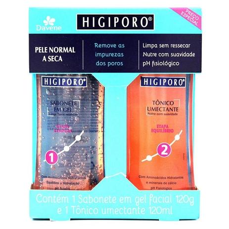 Kit Higiporo Pele Normal a Seca Sabonete Gel + Tônico 120Ml - Davene Menor preço em Kit Higiporo Pele Normal a Seca Sabonete Gel + Tônico 120Ml - Davene