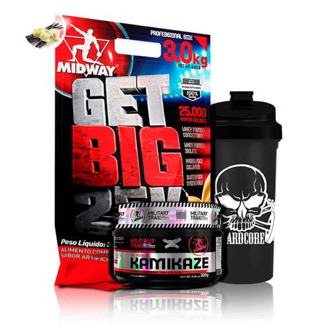 Kit Hipercalórico Get Big 3kg + Kamikaze + Coq - Midway Military Trail - Midway labs Menor preço em Kit Hipercalórico Get Big 3kg + Kamikaze + Coq - Midway Military Trail - Midway labs