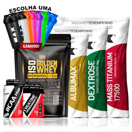 Kit Hipertrofia Ganho De Massa Completo - Max Titanium - Max tianium Menor preço em Kit Hipertrofia Ganho De Massa Completo - Max Titanium - Max tianium