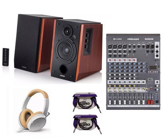 Kit Home Estudio Caixa Edifier 66W Fone Mesa 8C Cabo P10 Menor preço em Kit Home Estudio Caixa Edifier 66W Fone Mesa 8C Cabo P10