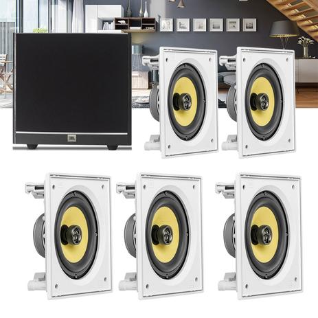 Kit Home Theater 5.1 JBL Caixa de Embutir CI6S + Sub 100 Residencial Gesso Menor preço em Kit Home Theater 5.1 JBL Caixa de Embutir CI6S + Sub 100 Residencial Gesso