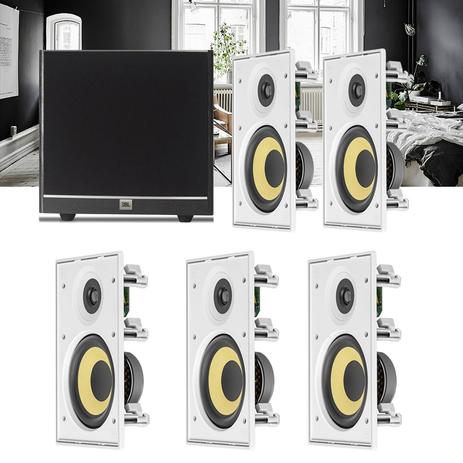 Kit Home Theater 5.1 JBL Caixa de Embutir CI8R + Sub 100 Residencial Gesso Menor preço em Kit Home Theater 5.1 JBL Caixa de Embutir CI8R + Sub 100 Residencial Gesso