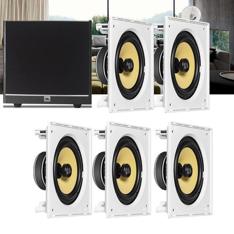Kit Home Theater 5.1 JBL Caixa de Embutir CI8S + Sub 100 Residencial Gesso Menor preço em Kit Home Theater 5.1 JBL Caixa de Embutir CI8S + Sub 100 Residencial Gesso