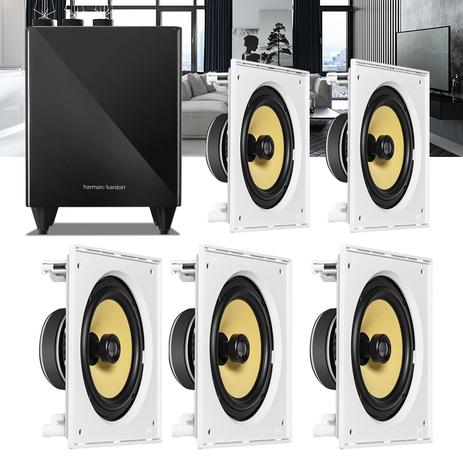 Kit Home Theater 5.1 JBL Caixa de Embutir CI8S + Sub 210 Residencial Gesso Menor preço em Kit Home Theater 5.1 JBL Caixa de Embutir CI8S + Sub 210 Residencial Gesso