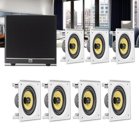 Kit Home Theater 7.1 JBL Caixa de Embutir CI6S + Sub 100 Residencial Gesso Menor preço em Kit Home Theater 7.1 JBL Caixa de Embutir CI6S + Sub 100 Residencial Gesso