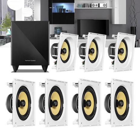 Kit Home Theater 7.1 JBL Caixa de Embutir CI8SA + CI8S + Sub 210 Residencial Gesso Menor preço em Kit Home Theater 7.1 JBL Caixa de Embutir CI8SA + CI8S + Sub 210 Residencial Gesso