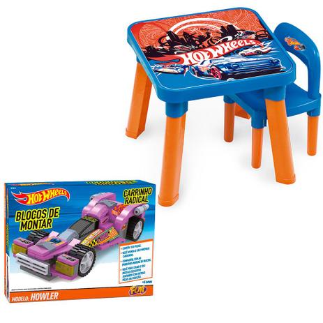 Kit Hot Wheels Blocos de Montar Carrinho Radical Howler com Mesa e Cadeira - Fun Divirta-se Menor preço em Kit Hot Wheels Blocos de Montar Carrinho Radical Howler com Mesa e Cadeira - Fun Divirta-se