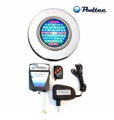Kit Iluminação para Piscina 1 Led 65 Inox RGB Colorido + Comando e Controle Remoto - Até 9 m² - Pooltec Menor preço em Kit Iluminação para Piscina 1 Led 65 Inox RGB Colorido + Comando e Controle Remoto - Até 9 m² - Pooltec