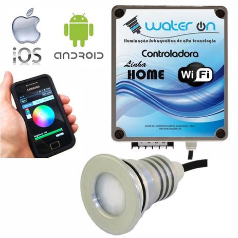 Kit Iluminação Piscina 1 Refletor 12w Led RGB + Controladora WiFi SMART - Water ON Menor preço em Kit Iluminação Piscina 1 Refletor 12w Led RGB + Controladora WiFi SMART - Water ON