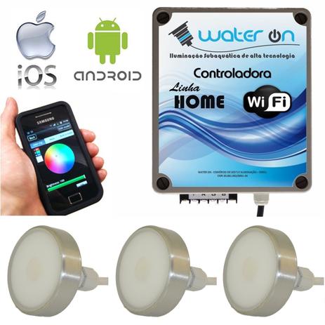 Kit Iluminação Piscina 3 Refletores 12W Led RGB + Central Comando WiFi SMART - Water ON Menor preço em Kit Iluminação Piscina 3 Refletores 12W Led RGB + Central Comando WiFi SMART - Water ON