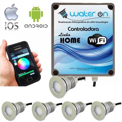 Kit Iluminação Piscina 5 Refletores 12W Led RGB + Controladora WiFi SMART - Water ON Menor preço em Kit Iluminação Piscina 5 Refletores 12W Led RGB + Controladora WiFi SMART - Water ON