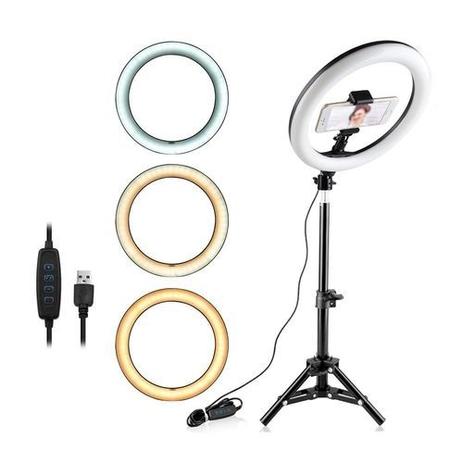 Kit Iluminador LED Circular 10 polegadas 26 Cm Ring Light 30W + Tripe 2m - Fzf Menor preço em Kit Iluminador LED Circular 10 polegadas 26 Cm Ring Light 30W + Tripe 2m - Fzf