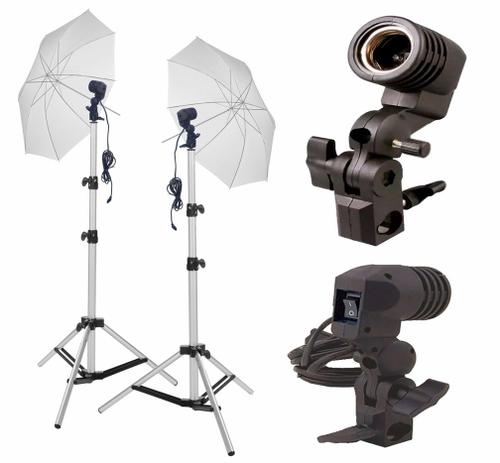 Kit iluminador para lâmpada e-27 e sombrinha duplo - Incoflash Menor preço em Kit iluminador para lâmpada e-27 e sombrinha duplo - Incoflash