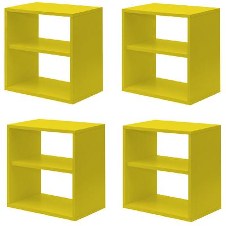 Kit Infantil 4 Nichos Cubo com Prateleira Lema Kit Cubos Baby Siena Móveis Amarelo Menor preço em Kit Infantil 4 Nichos Cubo com Prateleira Lema Kit Cubos Baby Siena Móveis Amarelo