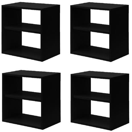 Menor preço em Kit Infantil 4 Nichos Cubo com Prateleira Lema Kit Cubos Baby Siena Móveis Preto