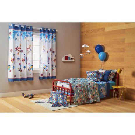 Kit Infantil Aviões Colcha Boutis + Cortina Com Forro Blackout Santista Menor preço em Kit Infantil Aviões Colcha Boutis + Cortina Com Forro Blackout Santista