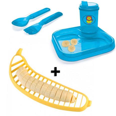 Kit Infantil Azul com Prato e Copo + Garfo e Faca + Fatiador de Banana Injetemp é ruim? Kit Infantil Azul com Prato e Copo + Garfo e Faca + Fatiador de Banana Injetemp é boa?