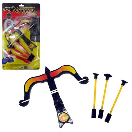 Kit infantil guerreiro ninja c/ um arco + 3 flechas - Pica Pau Menor preço em Kit infantil guerreiro ninja c/ um arco + 3 flechas - Pica Pau