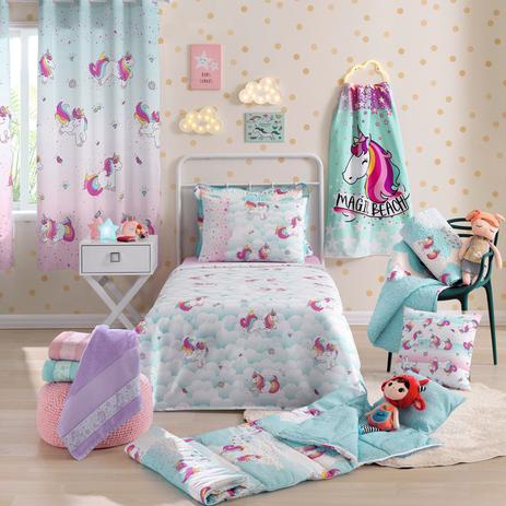 Kit Infantil Magic Unicórnio Colcha Boutis + Jogo De Cama Santista Menor preço em Kit Infantil Magic Unicórnio Colcha Boutis + Jogo De Cama Santista