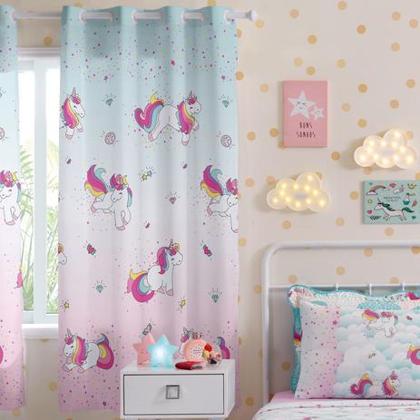 Kit Infantil Magic Unicórnio Jogo Cama + Cortina Blecaute Santista Menor preço em Kit Infantil Magic Unicórnio Jogo Cama + Cortina Blecaute Santista
