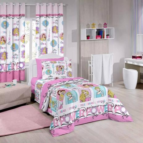 Kit Infantil Princesas Power Disney Edredom + Cortina Blackout Santista Menor preço em Kit Infantil Princesas Power Disney Edredom + Cortina Blackout Santista