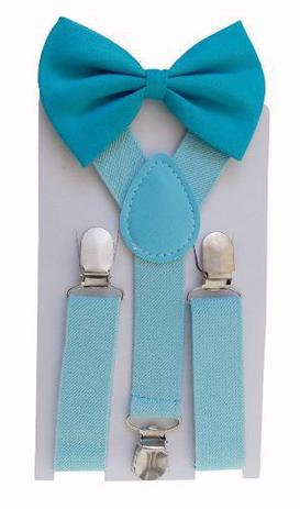 Menor preço em Kit Infantil Suspensório + Gravata Borboleta Azul Tiffany - Suspenders
