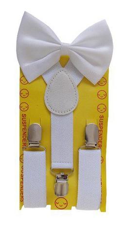 Kit Infantil Suspensório + Gravata Borboleta Branco - Suspenders Menor preço em Kit Infantil Suspensório + Gravata Borboleta Branco - Suspenders