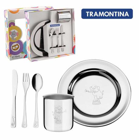 Kit Infantil Tramontina Para Refeicao Em Aco Inox 5 Pecas Kit Alimentacao Infantil Magazine Luiza