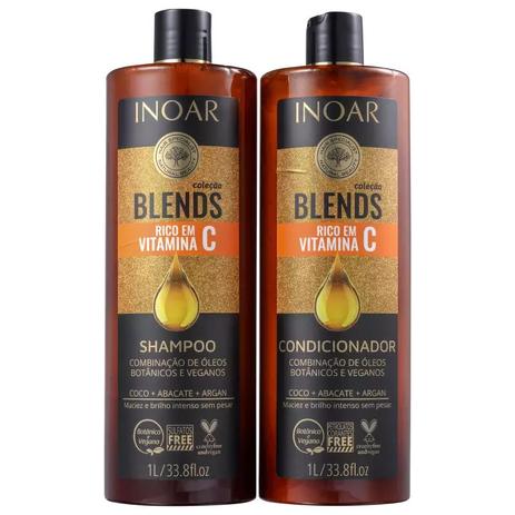 Kit Inoar Blends Vitamina C Shampoo e Condicionador - 1L Menor preço em Kit Inoar Blends Vitamina C Shampoo e Condicionador - 1L