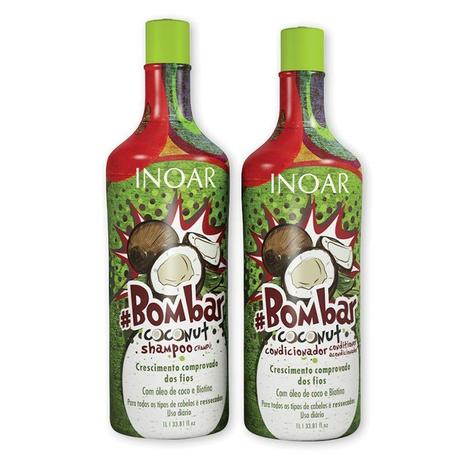 Kit Inoar Bombar Coconut Shampoo + Condicionador 1L Menor preço em Kit Inoar Bombar Coconut Shampoo + Condicionador 1L