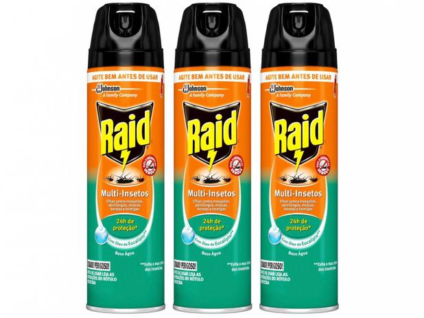 Kit Inseticida Raid Aerossol Multi-Insetos - Eucalipto 285ml 3 Unidades Menor preço em Kit Inseticida Raid Aerossol Multi-Insetos - Eucalipto 285ml 3 Unidades
