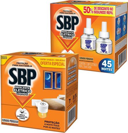 Kit Inseticida Repelente Elétrico Líquido Sbp 45 Noites 1 Aparelho + 3 Refil Menor preço em Kit Inseticida Repelente Elétrico Líquido Sbp 45 Noites 1 Aparelho + 3 Refil