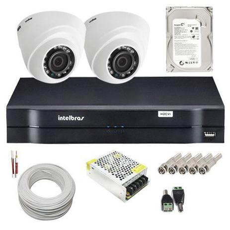 Menor preço em Kit Intelbras 02 Câmeras Dome Multi HD 1010D Dvr 4 Canais HD 500g e Acessórios