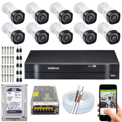 Kit Intelbras 10 Cameras Full Hd 1220 B 2mp 16 Ch 1tb Purple Menor preço em Kit Intelbras 10 Cameras Full Hd 1220 B 2mp 16 Ch 1tb Purple