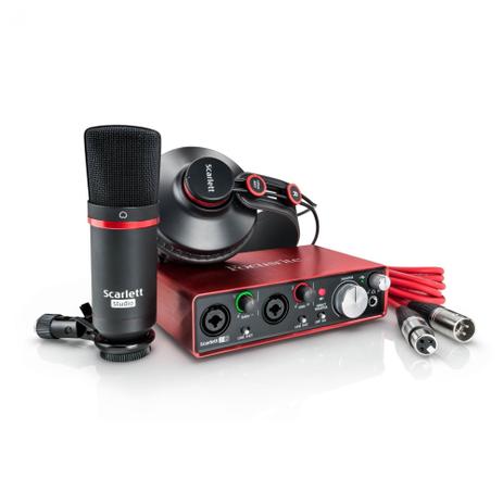 Kit Interface Microfone Headphone - SCARLETT 2I2 STUDIO - Focusrite Menor preço em Kit Interface Microfone Headphone - SCARLETT 2I2 STUDIO - Focusrite